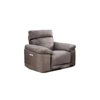 canapé droit meubletmoi fauteuil relaxation motorisé en tissu suédine taupe doux - clara