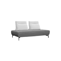 chauffeuse meubletmoi canapé 3 places tissu alvéolé blanc gris et pieds métal noir - elinor