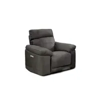 canapé droit meubletmoi fauteuil relaxation motorisé en tissu suédine gris anthracite - clara