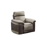 canapé droit meubletmoi fauteuil relaxation motorisé en tissu suédine bicolore beige - clara
