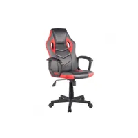 fauteuil de bureau meubletmoi fauteuil gaming en simili noir et rouge et assise réglable - alpha
