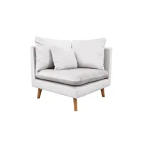chauffeuse meubletmoi angle pour canapé modulable en velours gris clair - lassie
