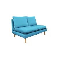 chauffeuse meubletmoi chauffeuse 2 places pour canapé modulable en velours bleu - lassie