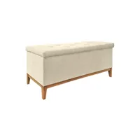 banc meubletmoi banc / bout de lit avec coffre de rangement tissu doux écru - sky