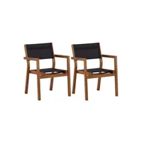 chaise de jardin venture home - fauteuil extérieur empliable en textilene et teck venice (lot de 2)