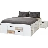 lit en bois avec espaces de rangement mobiles blanc 160x200 kolo
