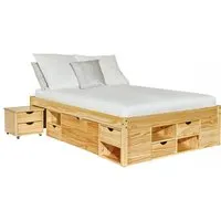 lit en pin massif avec tiroirs de rangement onio