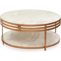 table basse celyan marbre blanc et métal bronze