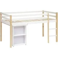 lit avec bureau coulissant enfant pin blanc 110x196 cm