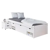 lit en bois avec 4 espaces de rangement blanc 90x200 kolo
