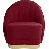 fauteuil design en velours avec base cerclage doré effet laiton bordeaux