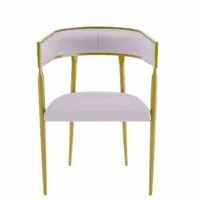 chaise de salle à manger design en velours aurore rose pâle