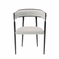 chaise de salle à manger design en tissu bouclette  aurore gris crème