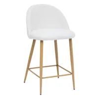 chaise de bar revetement velours et pieds en bois slano blanc