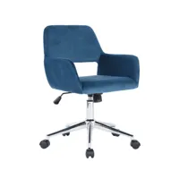 chaise de bureau ajustable   en velours ross bleu