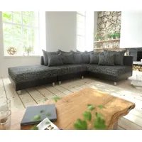 canapé-d'angle clovis noir avec tabouret ottoman droite modulaire