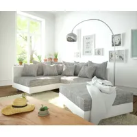 canapé d'angle clovis blanc gris clair canapé modulaire tabouret ottoman gauche