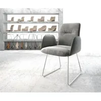 fauteuil vinja-flex velours gris cadre patin acier inoxydable