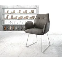 fauteuil zoa-flex anthracite vintage cadre patin acier inoxydable