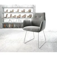 fauteuil zoa-flex velours gris cadre patin acier inoxydable