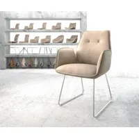 fauteuil zoa-flex beige vintage cadre patin acier inoxydable
