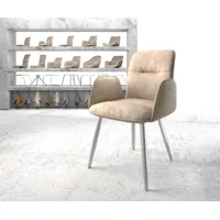 fauteuil vinja-flex beige vintage 4-pieds conique acier inoxydable