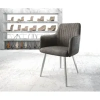 fauteuil greg-flex anthracite vintage 4-pieds conique acier inoxydable