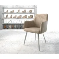 fauteuil greg-flex beige vintage 4-pieds conique acier inoxydable