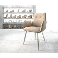 fauteuil zoa-flex beige vintage 4-pieds conique acier inoxydable