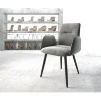 fauteuil vinja-flex velours gris 4-pieds conique noir