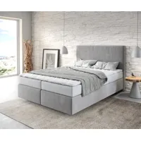 lit-à-sommier-tapissier dream-well 140x200 cm gris avec matelas et surmatelas