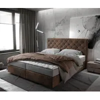 lit-à-sommier-tapissier dream-great 180x200 cm marron vintage avec matelas et surmatelas