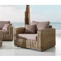 fauteuil-lounge nizza 103x95 en rotin gris avec coussin marron fauteuil lounge