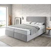 lit-à-sommier-tapissier dream-well 180x200 cm gris avec matelas et surmatelas