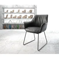 fauteuil keila-flex avec accoudoirs cuir véritable noir cadre patin noir
