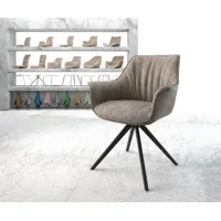 chaise-pivotante keila-flex avec accoudoirs taupe vintage cadre croisé angulaire noir pivote sur 180°