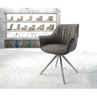 chaise-pivotante keila-flex avec accoudoirs anthracite vintage cadre croisé angulaire acier inoxydable pivote sur 180°