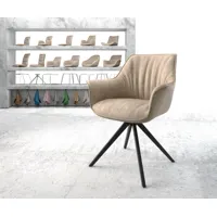 chaise-pivotante keila-flex avec accoudoirs beige vintage cadre croisé angulaire noir pivote sur 180°