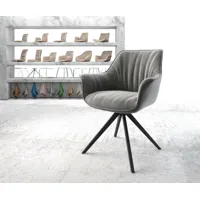 chaise-pivotante keila-flex avec accoudoirs velours gris cadre croisé angulaire noir pivote sur 180°