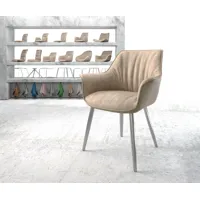 fauteuil keila-flex avec accoudoirs beige vintage 4-pieds conique acier inoxydable