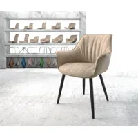 fauteuil keila-flex avec accoudoirs beige vintage 4-pieds conique noir