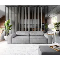 big-sofa sirpio xl 270x130 cm microfibre gris avec tabouret