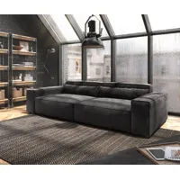 big-sofa sirpio xl 270x130 cm microfibre noir avec tabouret
