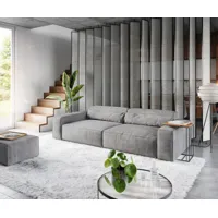 big-sofa sirpio xl 270x130 cm microfibre taupe avec tabouret