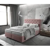 lit à sommier tapissier dream-great 140x200 microfibre rosé