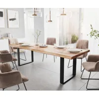 table de salle à manger edge 260x100  xl acacia naturel métal noir live-edge