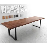 table de salle à manger edge 300x100  xl acacia marron métal noir live-edge