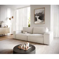 big sofa lanzo l 260x110 cm bouclee crème-blanc