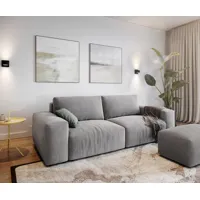 big sofa lanzo l 260x110 cm microfibre gris avec tabouret