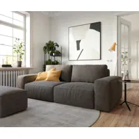 big sofa lanzo l 260x110 cm microfibre marron kaki avec tabouret